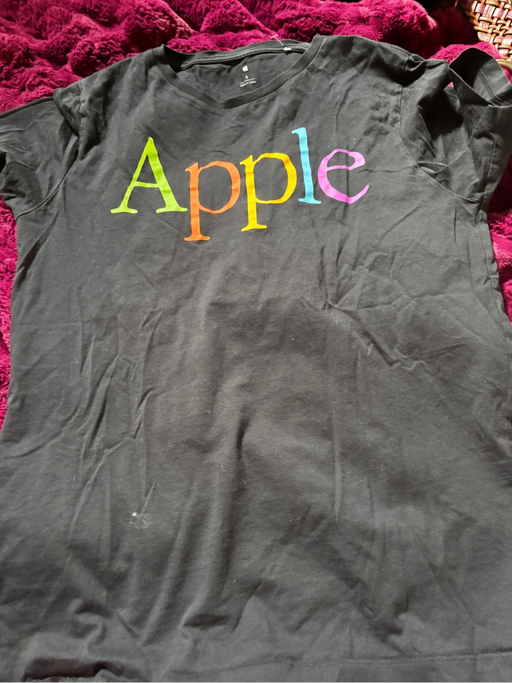 NWOT Apple retro Black Tee with Rainbow Logo size small
